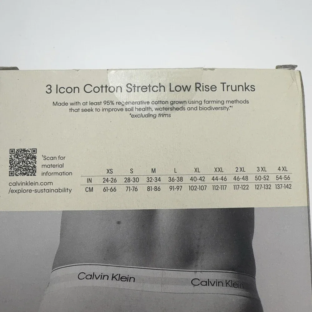 Calvin Klein Icon Cotton Low Rise Trunk Boxer Briefs Mens XL Multicolor 3 Pack